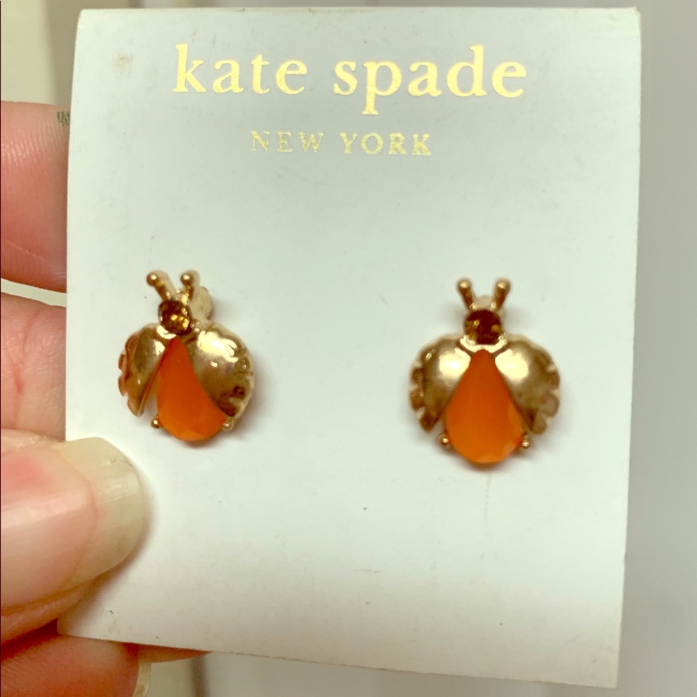 HP💖K♠️ Unwanted Visitors Ladybug Orange Earrings. - Picture 2 of 5